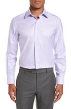Men's David Donahue Trim Fit Houndstooth Dress Shirt - 34/35 - Purple