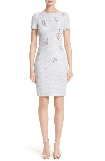Women's St. John Collection Embellished Shimmer Knit Dress - Purple
