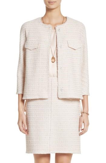 Women's St. John Collection Metallic Tweed Jacket - Coral