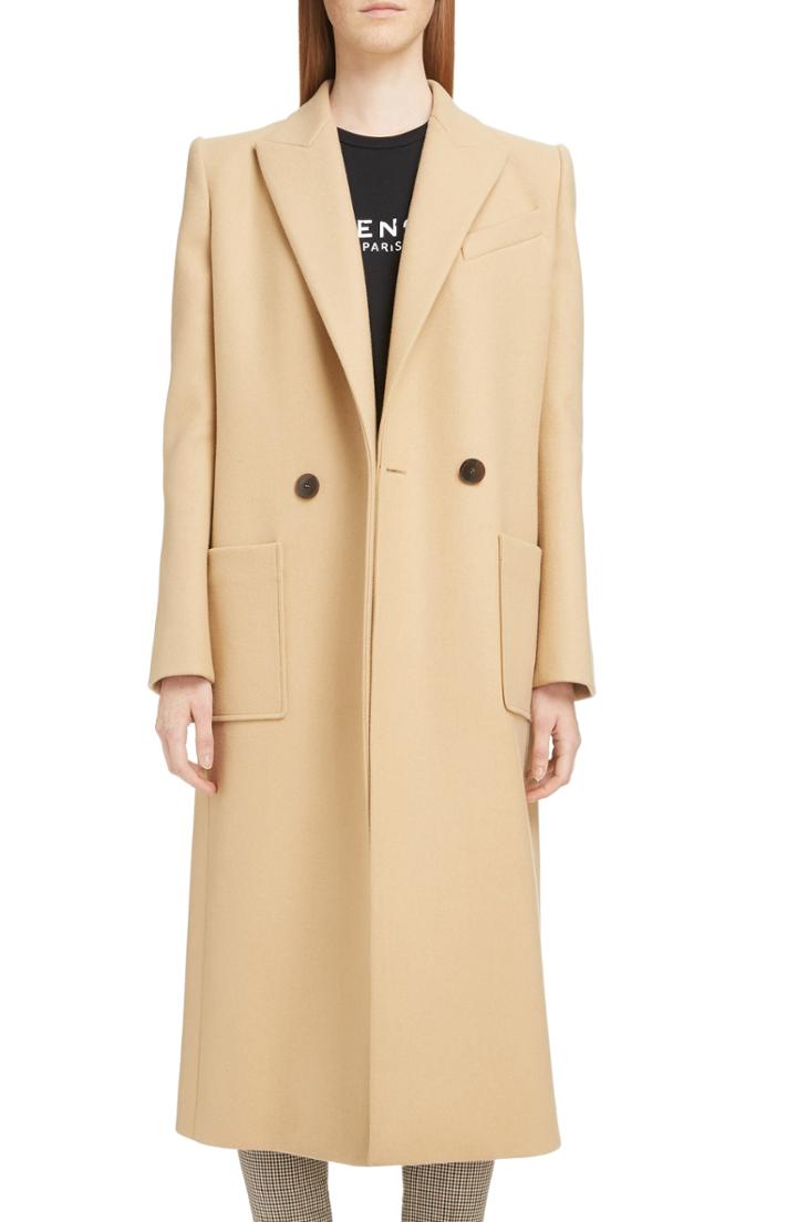 Women's Givenchy Double Breasted Wool Coat Us / 36 Fr - Beige