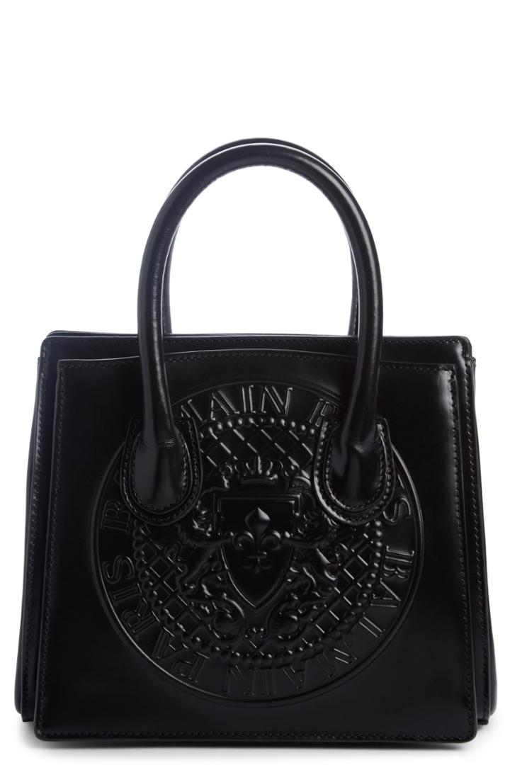 Balmain Mini Glace Leather Top Handle Bag -