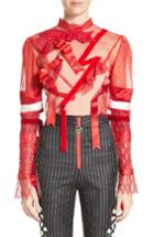Women's Dilara Findikoglu Ribbon Trim Tulle Top