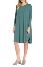 Women's Eileen Fisher Shirttail Jersey Shift Dress - Green