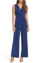 Petite Women's Vince Camuto Faux Wrap Jersey Jumpsuit P - Blue
