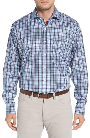 Men's Peter Millar Crown Ease Laguna Plaid Sport Shirt - Blue