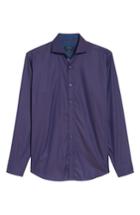 Men's Bugatchi Classic Fit Herringbone Pinstripe Sport Shirt, Size - Purple