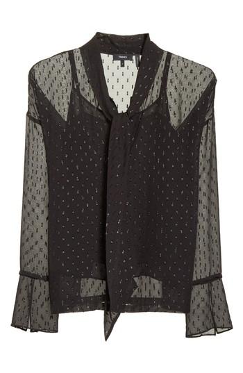 Women's Theory Metallic Silk Scarf Shirt