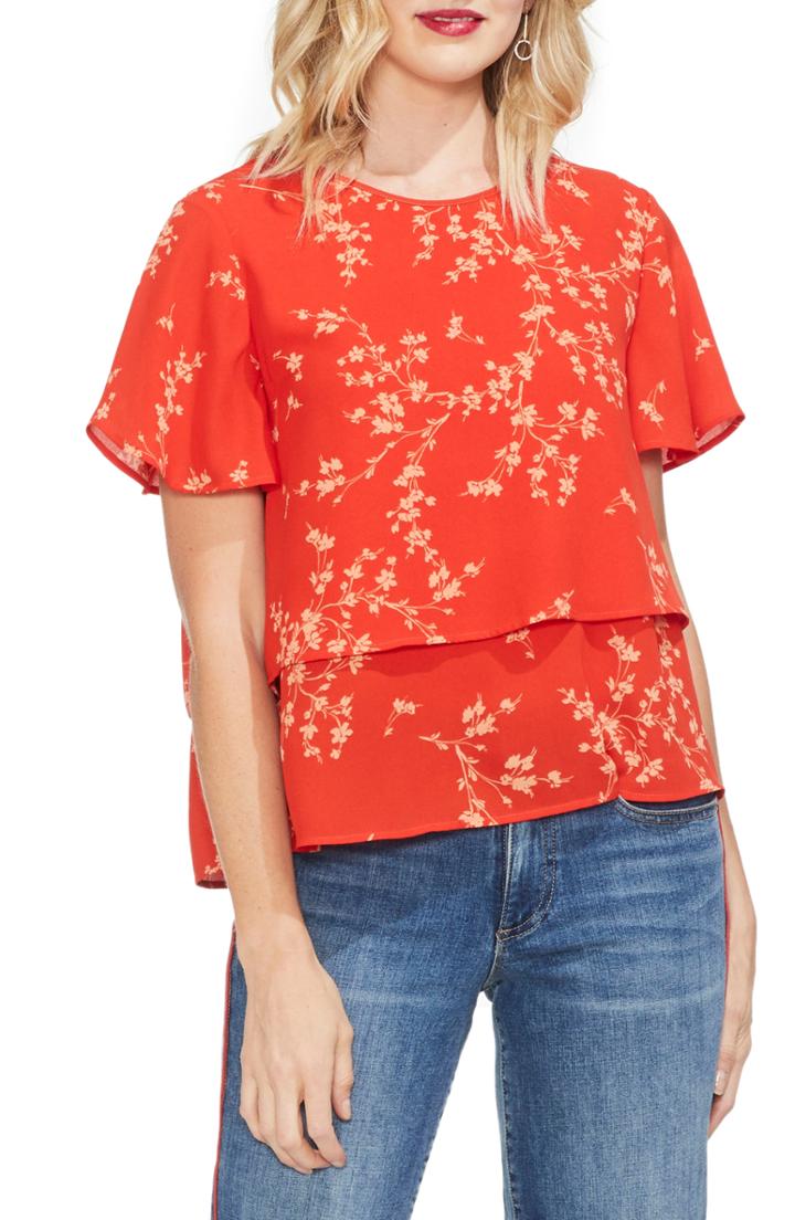 Women's Vince Camuto Desert Ditsy Floral Print Top - Red
