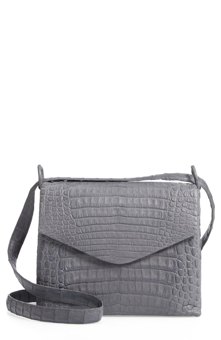 Nancy Gonzalez Medium Astor Crossbody Genuine Crocodile Bag - Grey