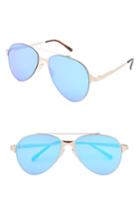 Women's Nem 55mm Mirrored Aviator Sunglasses - Gold W Blue Mirror Lens