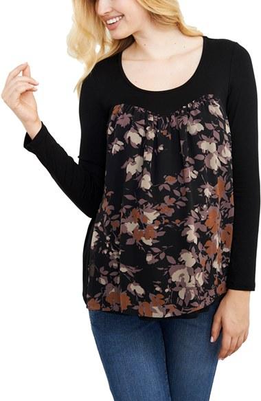 Women's Maternal America Chiffon Knit Maternity Top - Purple