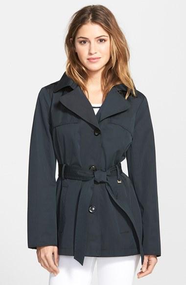 Women's Ellen Tracy Cotton Blend Short Trench Coat - Black