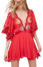 Women's Free People Cora Embroidered Minidress - Red