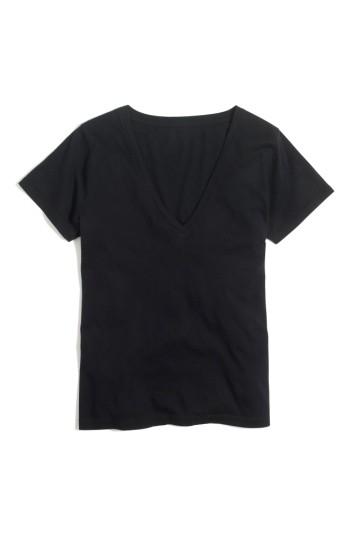 Women's J.crew Supima Cotton V-neck Tee, Size - Black