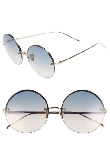 Women's Linda Farrow 58mm Gradient Round Sunglasses - Light Gold/ Blue