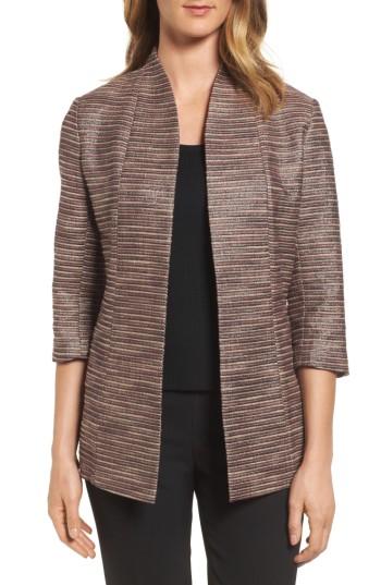 Women's Ming Wang Ribbed Metallic Tweed Jacket - Pink
