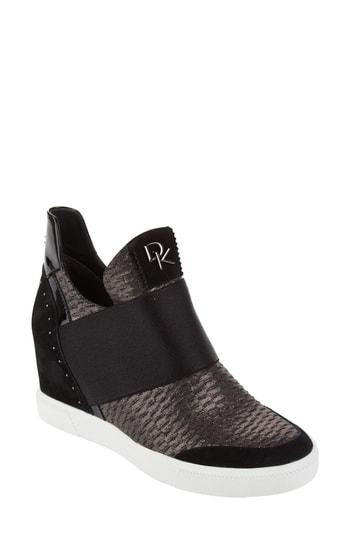 Women's Donna Karan Cailin Studded Wedge Sneaker M - Grey