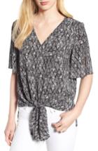 Women's Chaus Vivid Triangle Tie Front Blouse - Black