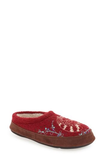 Women's Acorn 'forest' Wool Mule Slipper - Red