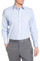 Men's Nordstrom Men's Shop Tech-smart Traditional Fit Stretch Tattersall Dress Shirt .5 32/33 - Blue