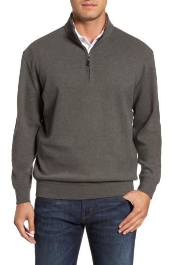 Men's Peter Millar Melange Quarter Zip Pullover, Size - Grey
