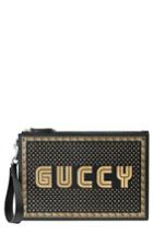 Gucci Guccy Moon & Stars Leather Zip Pouch - Black