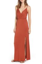 Women's All In Favor Surplice Neck Knit Maxi Dress - Orange