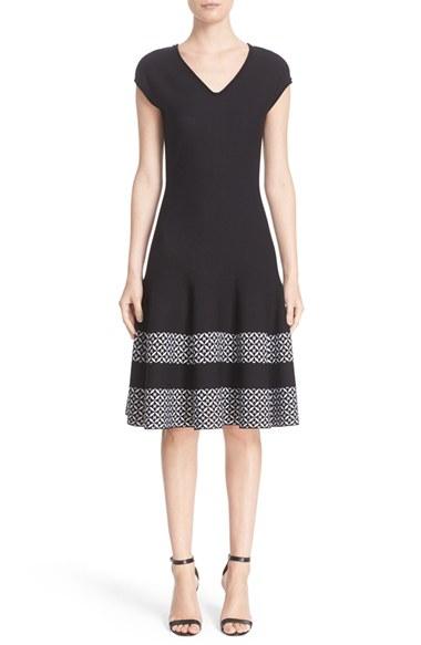 Women's St. John Collection Pinwheel Jacquard Fit & Flare Dress
