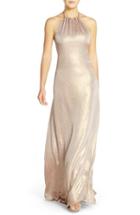 Women's Nouvelle Amsale 'deidre' Crushed Liquid Chiffon Halter Trapeze Gown