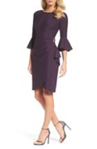 Petite Women's Alex Evenings Bell Sleeve Sheath Dress P - Purple