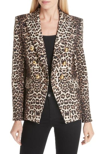 Women's Veronica Beard Miller Leopard Print Dickey Jacket - Brown