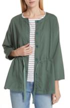 Women's Eileen Fisher Shirttail Hem Organic Cotton Jacket, Size - Green