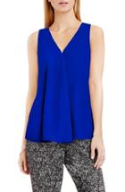 Petite Women's Vince Camuto Drape Front V-neck Sleeveless Blouse P - Blue