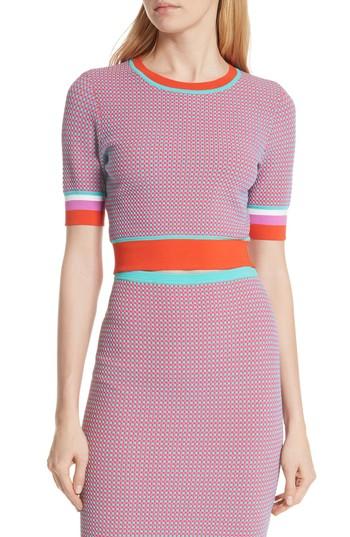 Women's Diane Von Furstenberg Crewneck Colorblock Crop Sweater - Pink