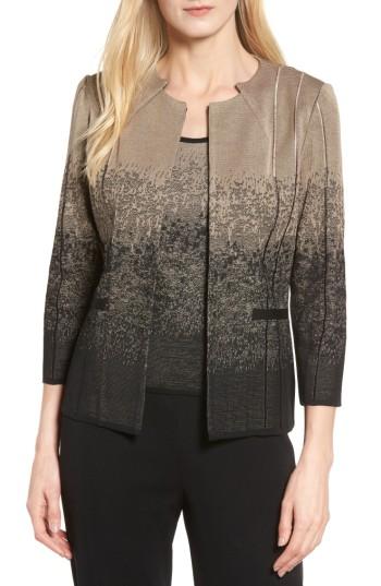 Women's Ming Wang Jacquard Knit Jacket - Beige