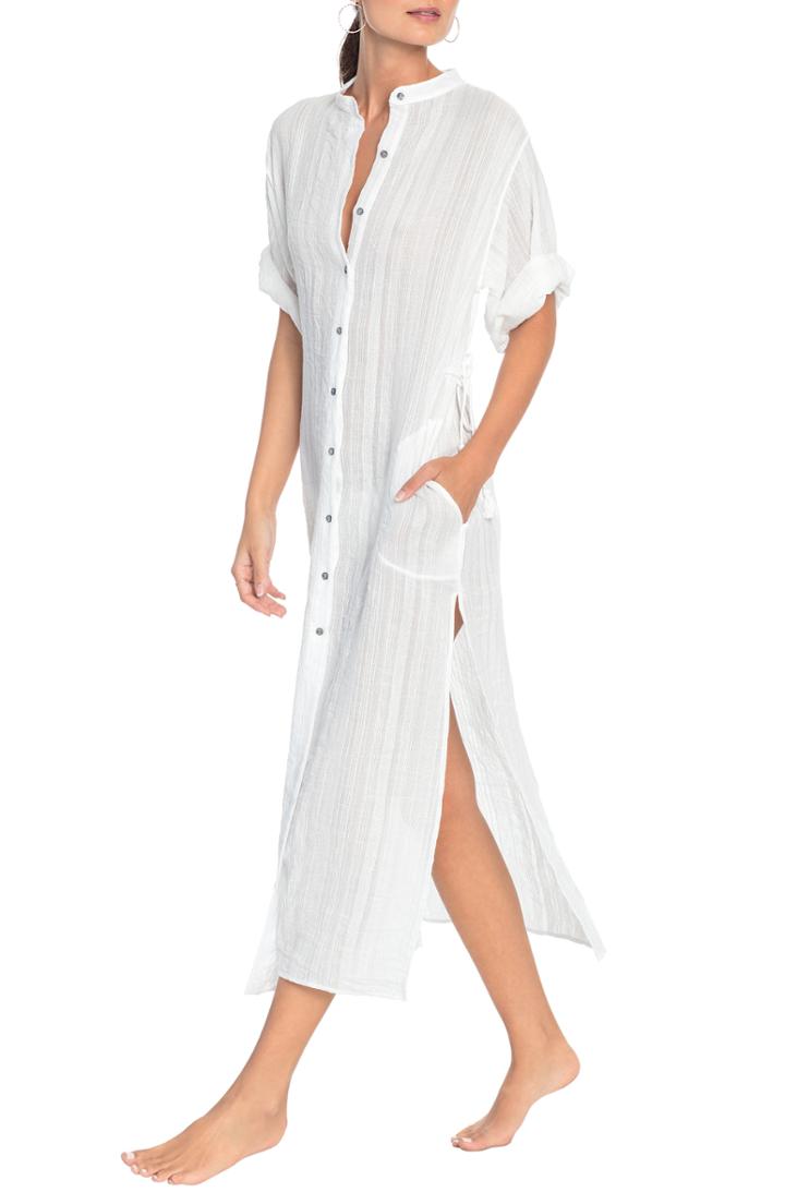 Women's Robin Piccone Michelle Mandarin Collar Caftan - White