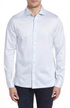 Men's Bugatchi Regular Fit Silk Blend Sport Shirt, Size - Blue