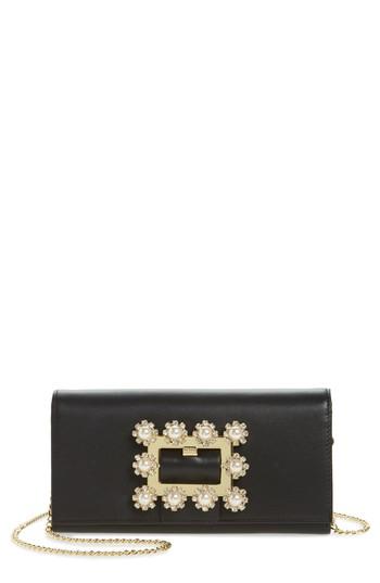 Ted Baker London Claira Embellished Buckle Leather Clutch - Black
