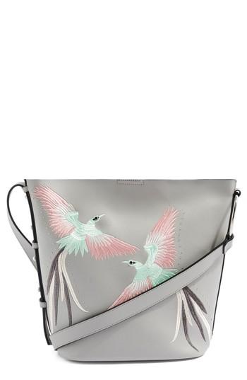 Topshop Rebecca Embellished Faux Leather Shoulder Bag - Grey