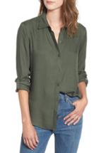 Women's Love, Fire Button Tab Long Sleeve Shirt - Green