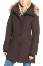 Women's Canada Goose Rossclair Genuine Coyote Fur Trim Down Parka, Size (000-00) - Brown