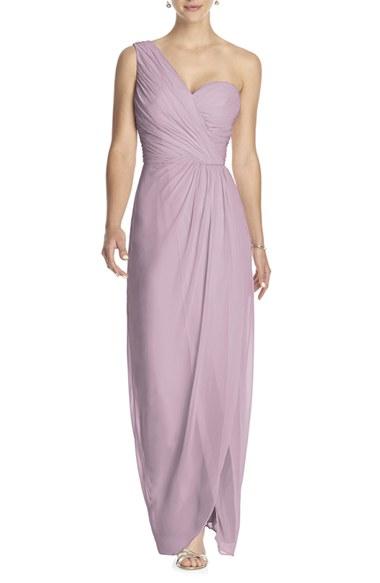 Women's Dessy Collection One-shoulder Draped Chiffon Gown