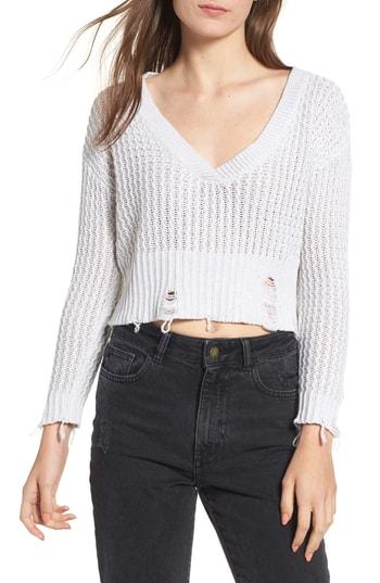 Women's Dl1961 Freeman Alley Distressed Crop Sweater - White