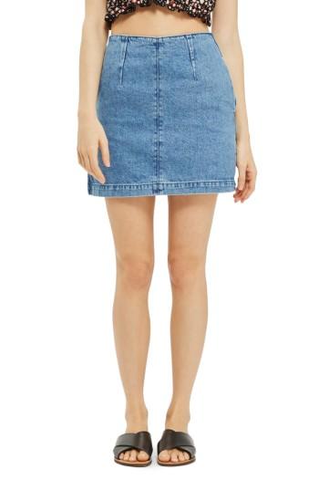 Women's Topshop A-line Denim Miniskirt Us (fits Like 0-2) - Blue