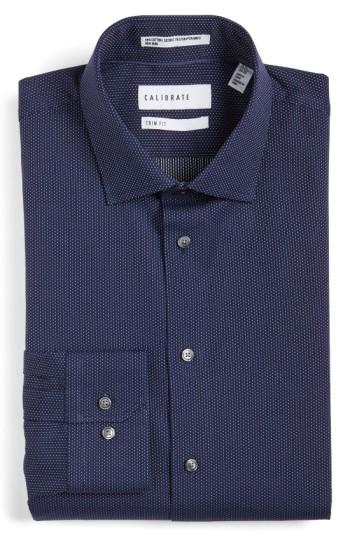 Men's Calibrate Trim Fit Non-iron Microdot Dress Shirt .5 - 32/33 - Blue