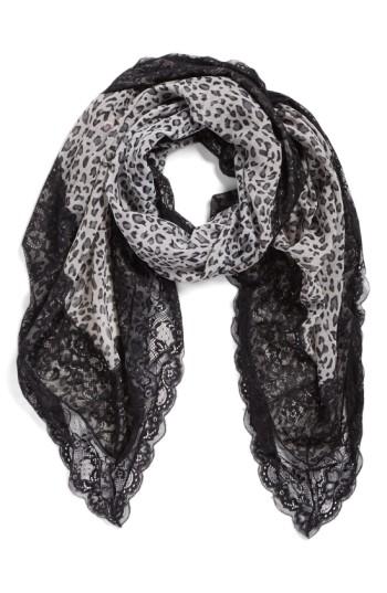 Women's La Fiorentina Animal Print Scarf, Size - Black