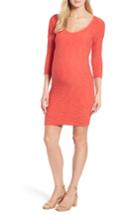 Women's Tees By Tina Crinkle Maternity Sheath Dress, Size - Coral