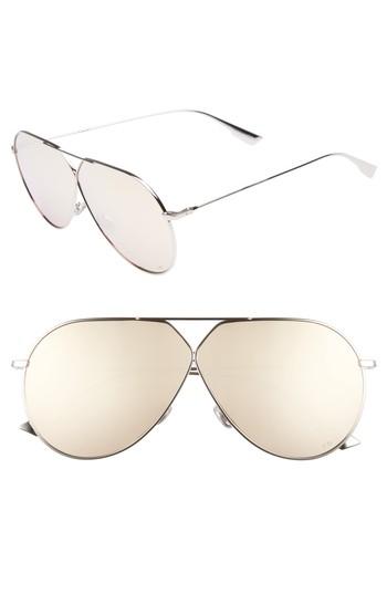 Women's Christian Dior 65mm Aviator Sunglasses - Palladium