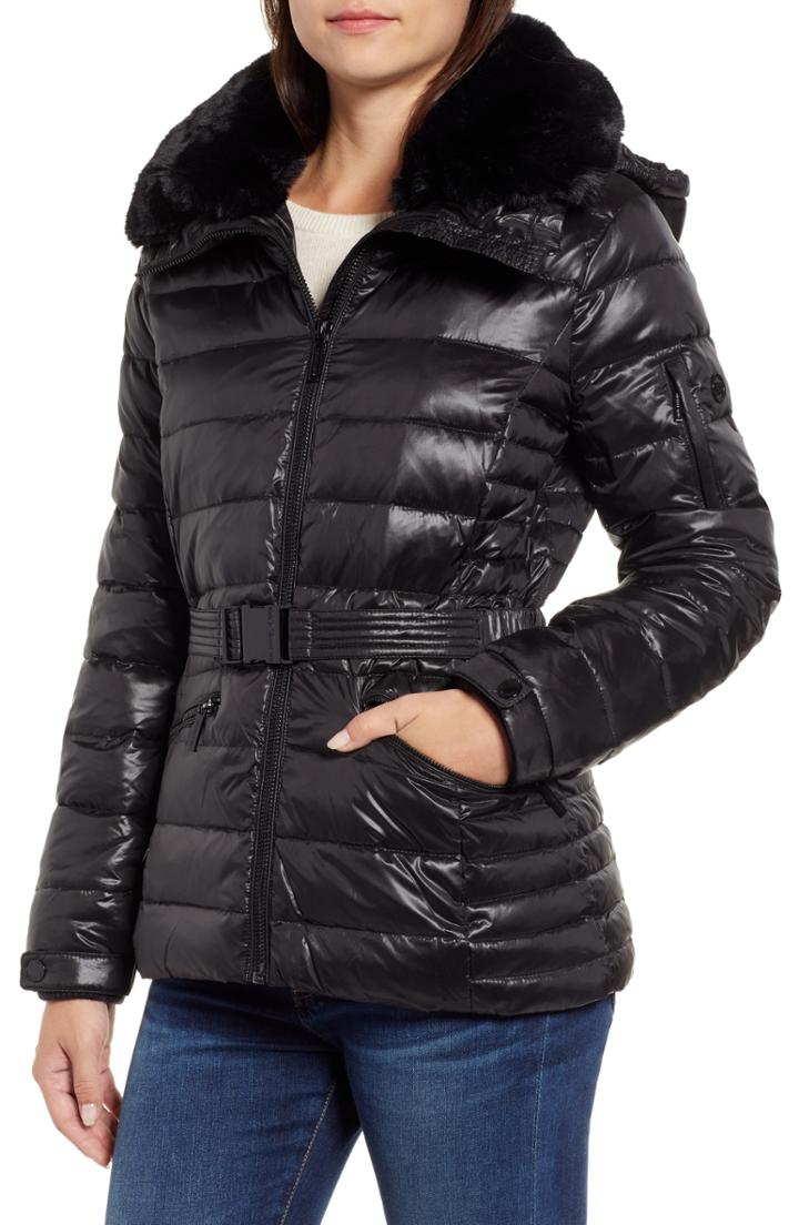 Women's Michael Michael Kors Faux Fur Puffer Jacket