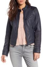 Women's Bernardo Mixed Media Faux Leather Jacket - Blue